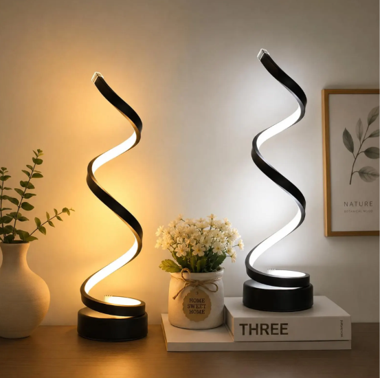 Glow Shift Spiral LED Lamp – 3-Color Dimmable Bedside & Desk Light